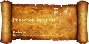 Praschek Apolló névjegykártya